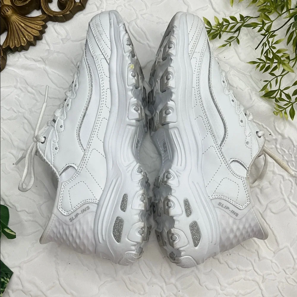 Skechers All-White Chunky Lace-Up Sneakers